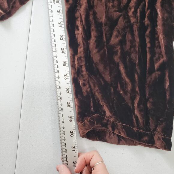 CP Shades Pants Womens Large Brown Crushed Velvet Pull On Elastic Waist Lounge - Picture 4 of 12